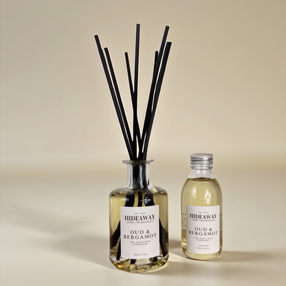 Sophisticated home fragrance with rich oud and warm spiced notes - Hideaway Home Fragrances
