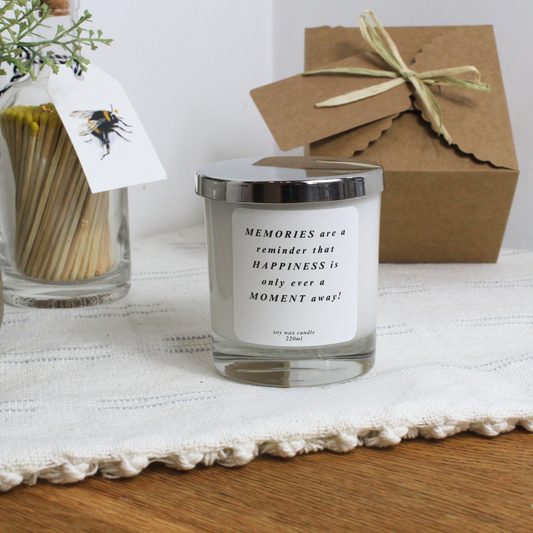 Thinking of You Personalised Candle Memories Uplifting Quote Gift – Hideaway Home Fragrances