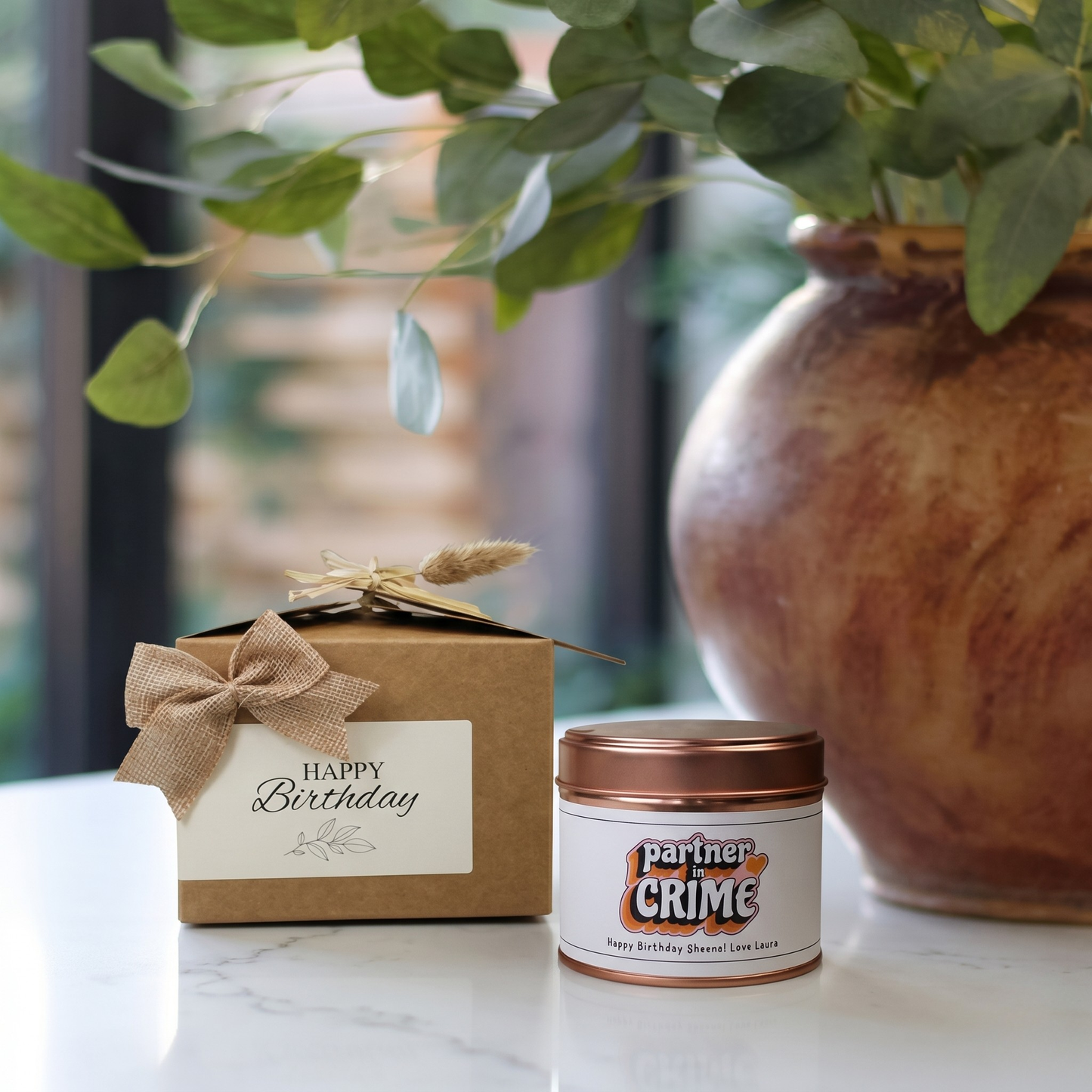 Personalised partner in crime candle and reed diffuser keepsake gift set ready to give - Hideaway Home Fragrances