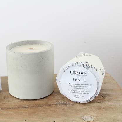 Find tranquility and rejuvenation with the Peace scented candle - Hideaway Home Fragrances