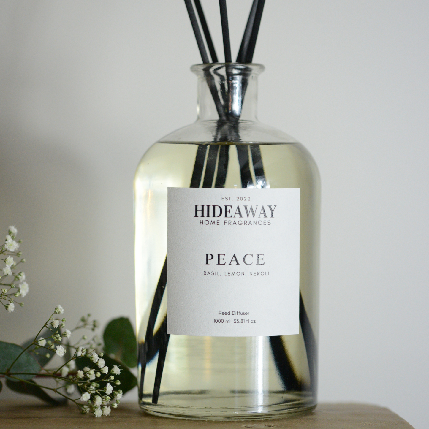 1 Litre Peace Reed Diffuser to promote calm and inner balance - Hideaway Home Fragrances