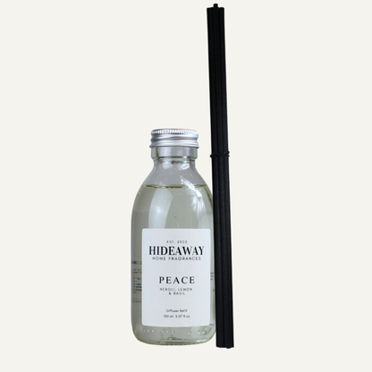 Peace Reed Diffuser Refill – Uplifting Citrus Balancing Home Fragrance with Lemon, Neroli, and Basil | Hideaway Home Fragrances