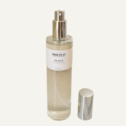 Peace Room Spray with lemon, neroli, and basil essential oils - Hideaway Home Fragrances