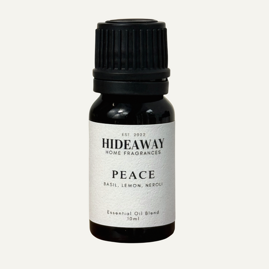 Peace Essential Oil with uplifting lemon, floral neroli, and balancing basil for clarity and calm in any space — Hideaway Home Fragrances