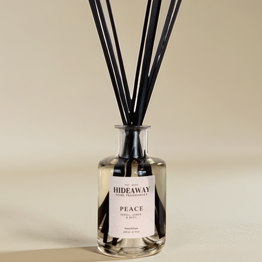 Peace Reed Diffuser with lemon, neroli, and basil for emotional balance – Hideaway Home Fragrances