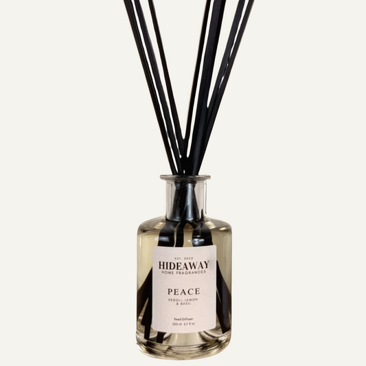 Peace Reed Diffuser with lemon, neroli, and basil for emotional balance – Hideaway Home Fragrances
