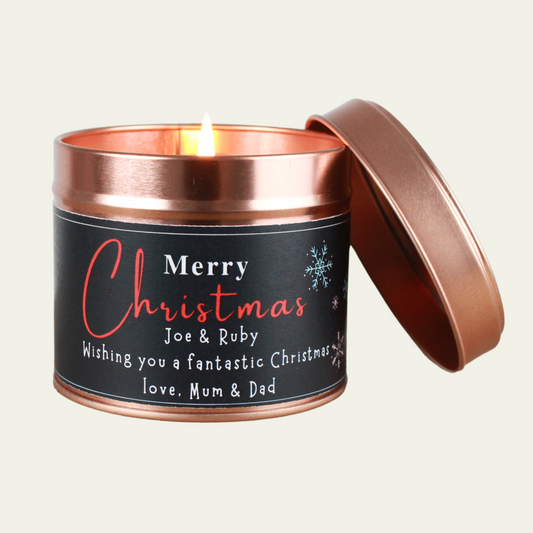 Personalised Merry Christmas Candle Gift - Hideaway Home Fragrances