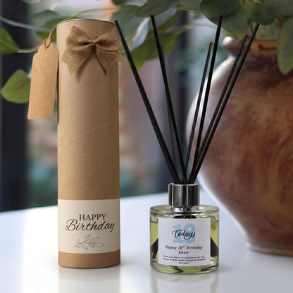 Personalised birthday gift for him candle and reed diffuser keepsake gift set ready to give - Hideaway Home Fragrances