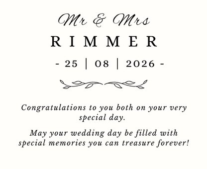 Elegant personalised wedding congratulations gift hamper for the happy couple with a luxury fragrance candle and room diffuser – Hideaway Home Fragrances