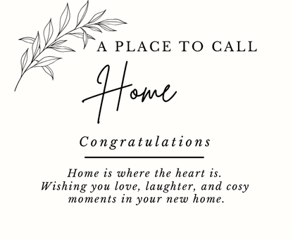 Luxury personalized moving day gift set with a sentimental place to call home text candle and reed diffuser, elegantly boxed by Hideaway Home Fragrances.