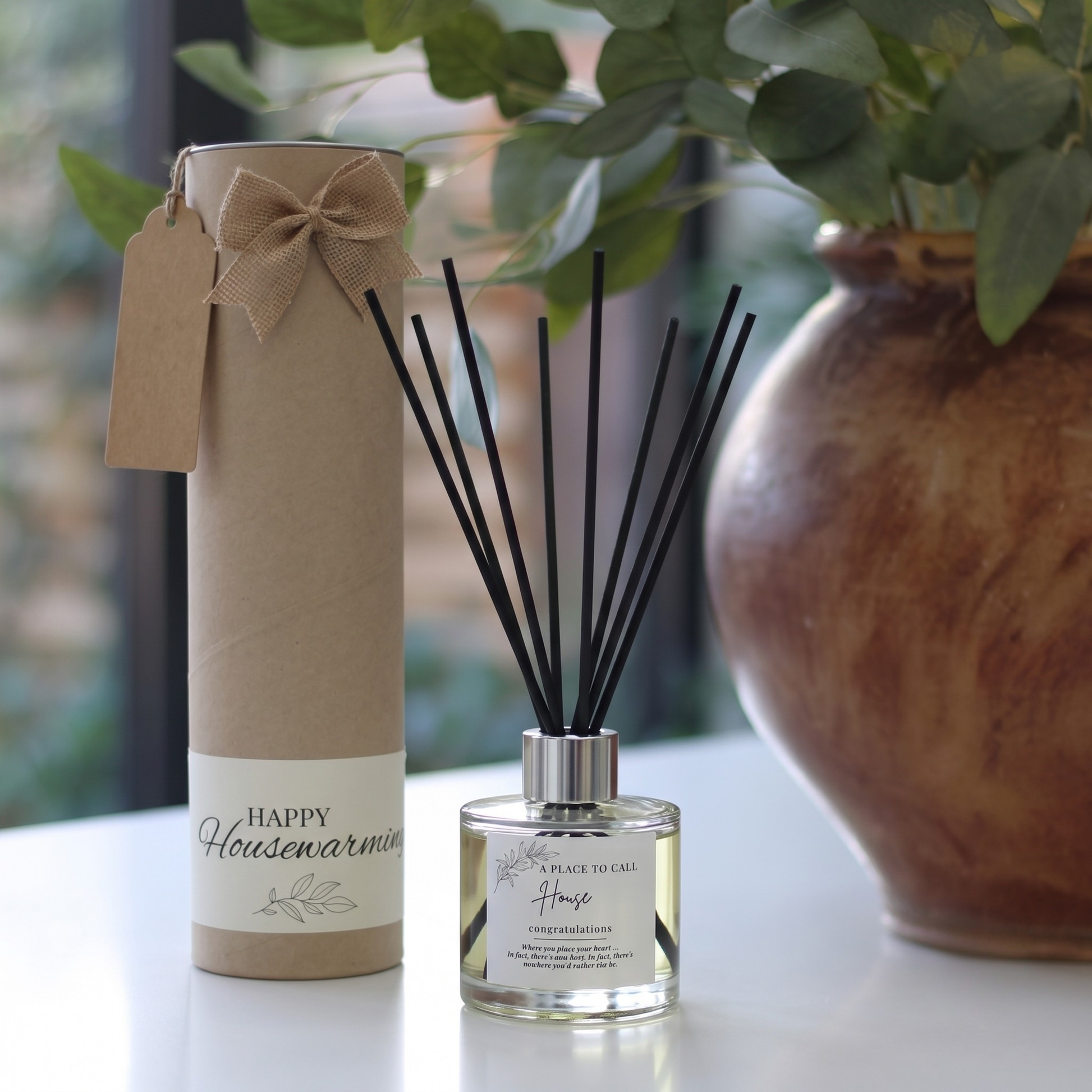 Personalised "Place To Call Home" candle and luxury reed diffuser keepsake gift set, beautifully packaged and ready to gift by Hideaway Home Fragrances.