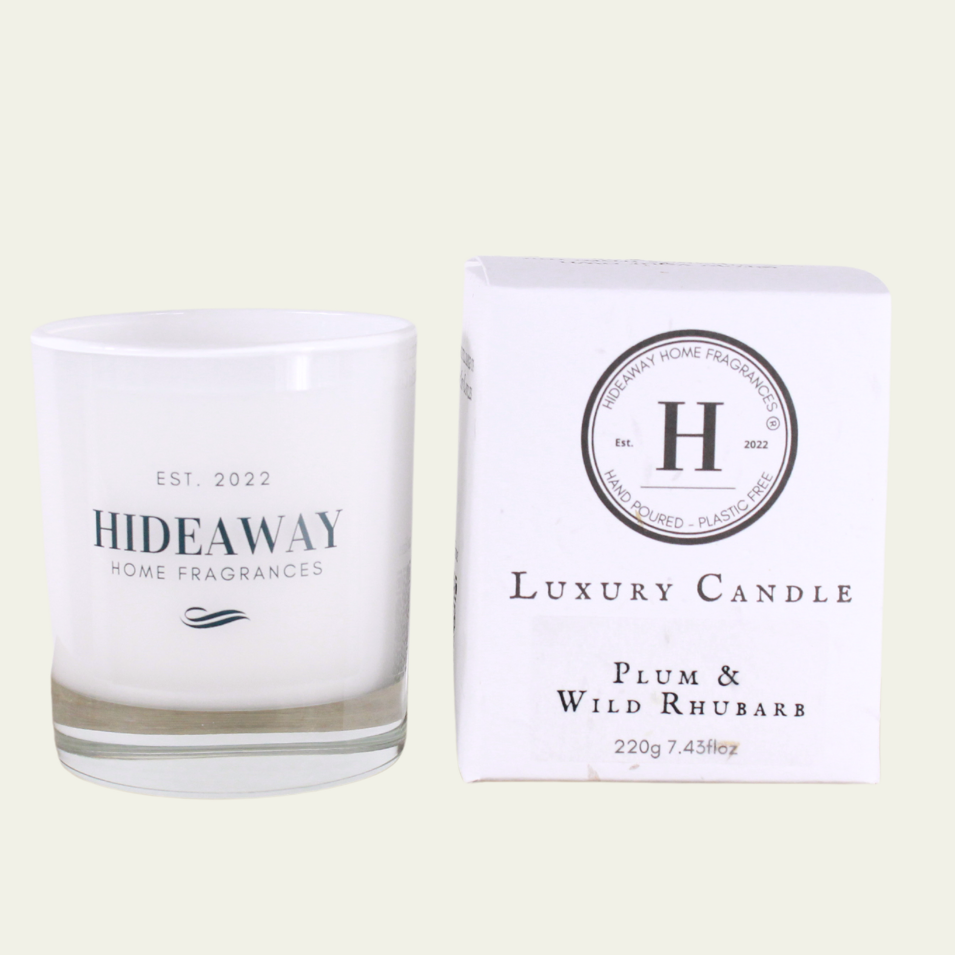 Plum & Wild Rhubarb Luxury Candle - Hideaway Home Fragrances