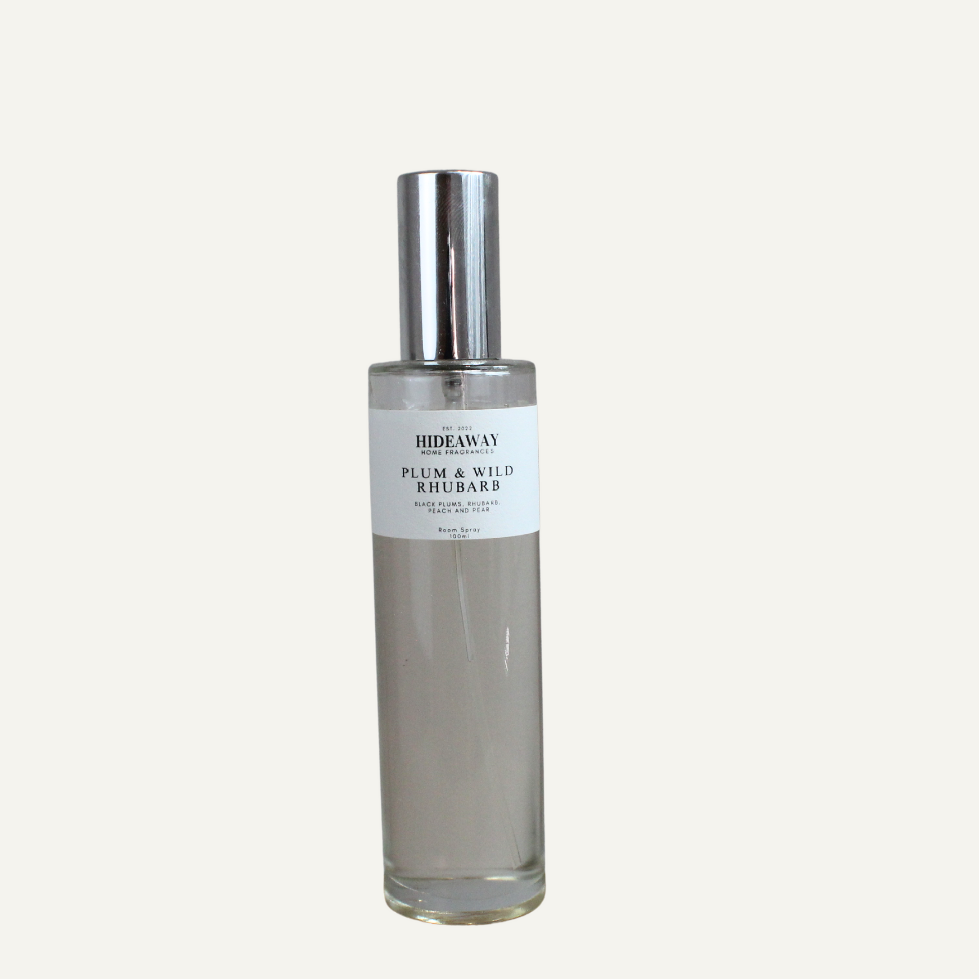 Uplifting home fragrance spray – sweet plum and rhubarb blend with creamy vanilla and musk finish - Hideaway Home Fragrances