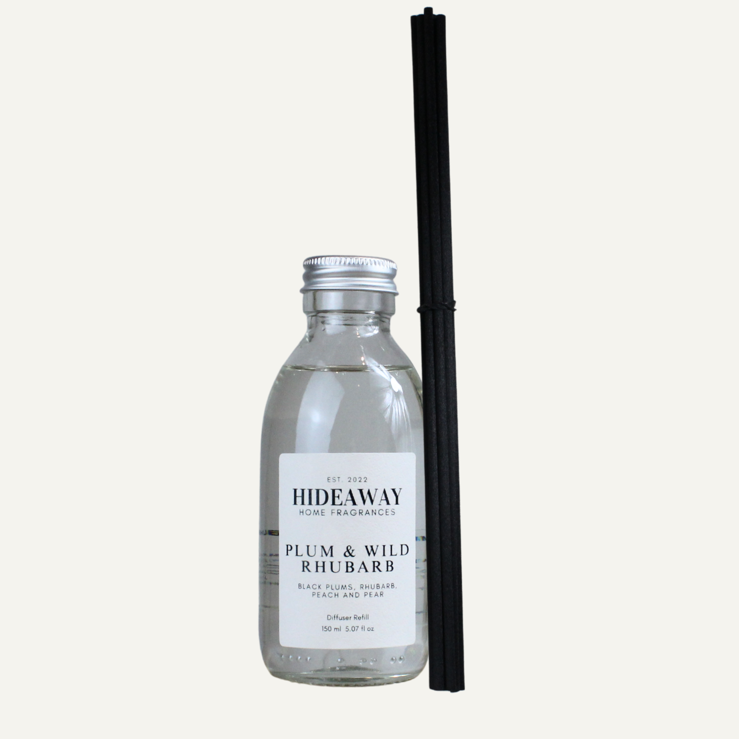 Plum & Wild Rhubarb Reed Diffuser Refill – Juicy Tart Uplifting Home Fragrance with Black Plum and Rhubarb | Hideaway Home Fragrances