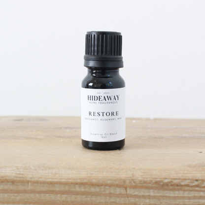 10ml Restore Essential Oil Blend to enhance mental clarity and restore balance - Hideaway Home Fragrances