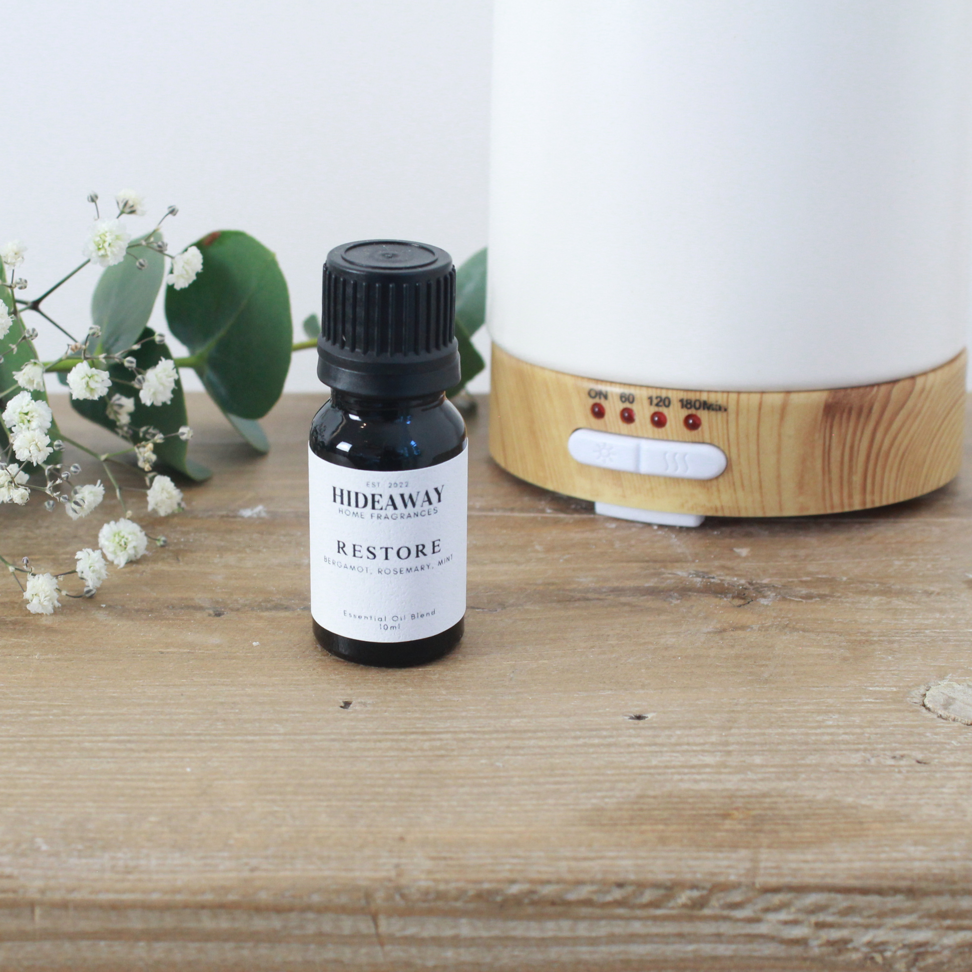 Restore Essential Oil Blend 10ml to energise, focus, and rebalance your mind - Hideaway Home Fragrances