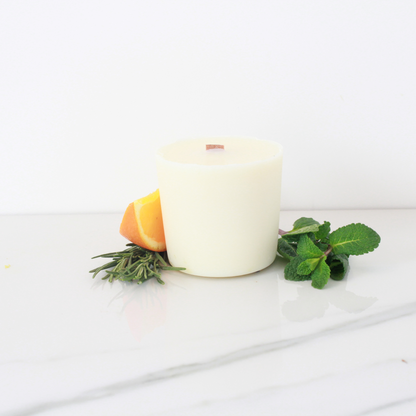 Luxury Lime, Basil & Mandarin Candle Refill blending citrus, herbal basil, and white thyme for uplifting calm – Hideaway Home Fragrances