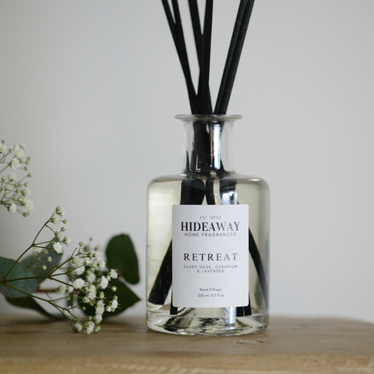 Retreat Reed Diffuser to calm, soothe, and restore your mind - Hideaway Home Fragrances