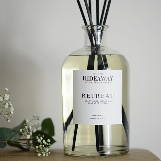 1 Litre Retreat Reed Diffuser to calm and restore your mind - Hideaway Home Fragrances