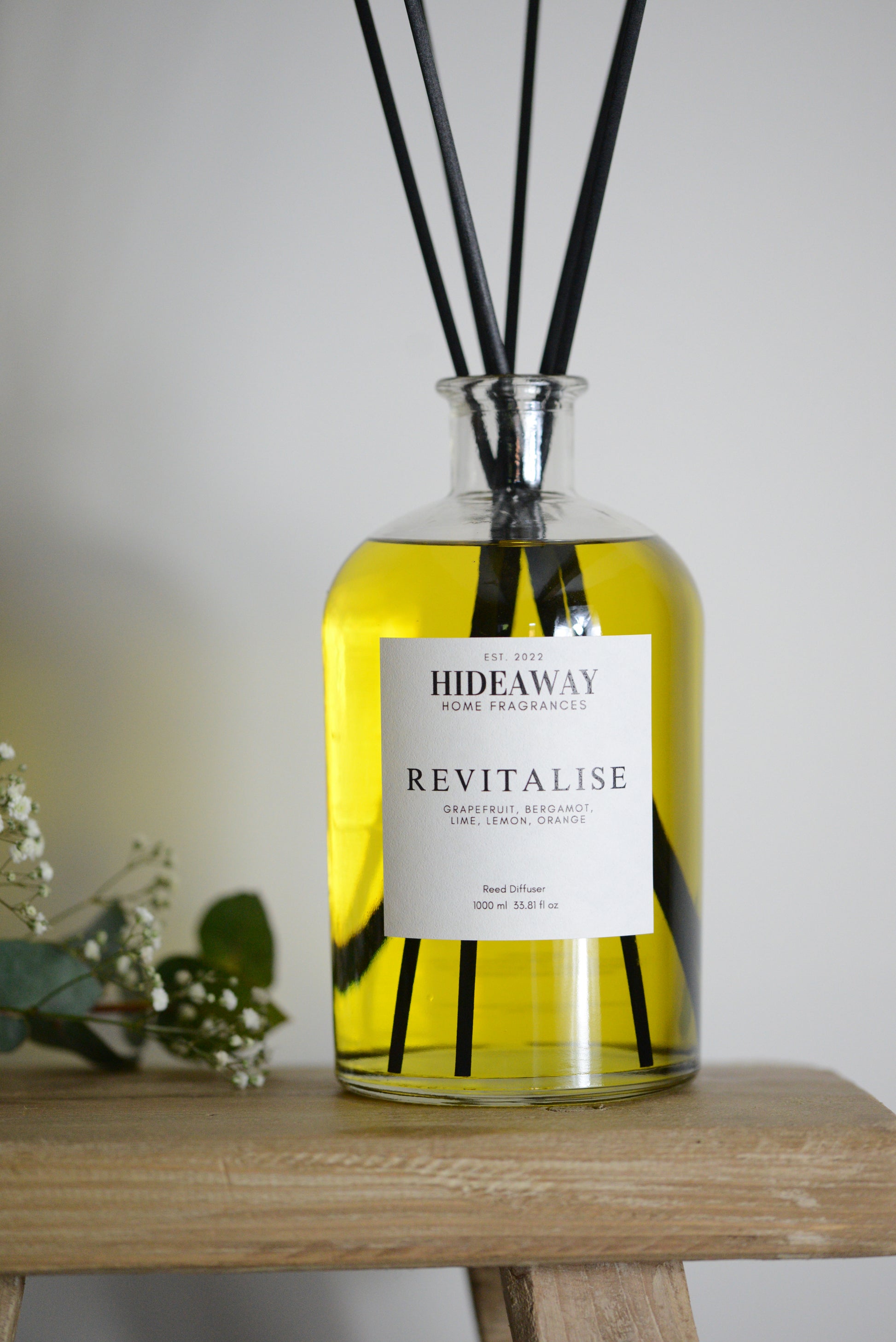 Large Revitalise Reed Diffuser for a refreshing, uplifting atmosphere - Hideaway Home Fragrances