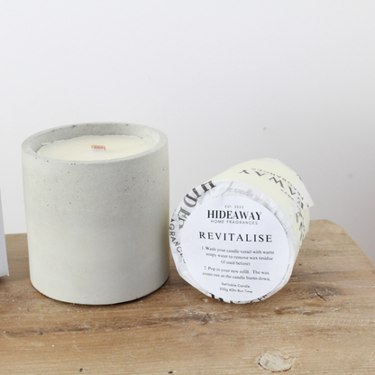 Boost your mood with the vibrant scent of the Revitalise candle - Hideaway Home Fragrances