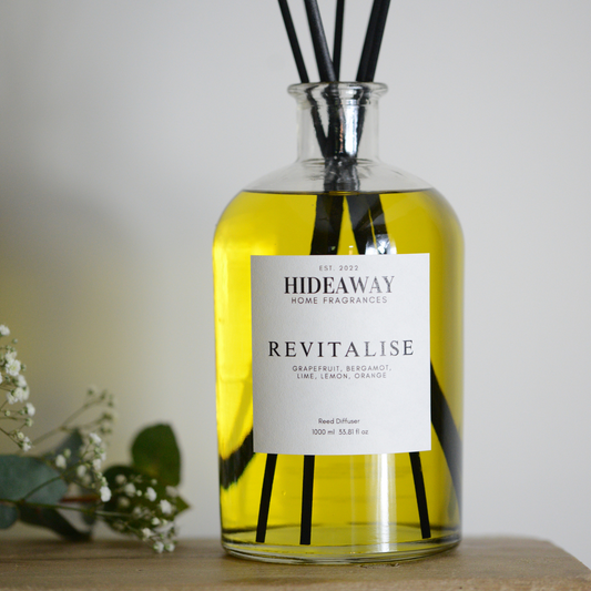 1 Litre Revitalise Reed Diffuser to energise your senses and boost your mood - Hideaway Home Fragrances