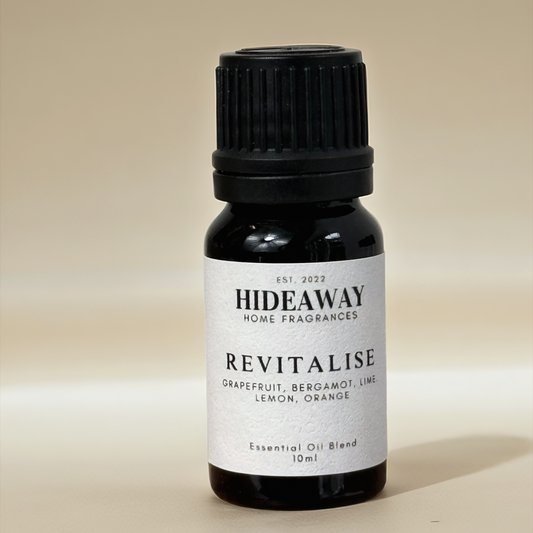 Revitalise Essential Oil with bright grapefruit, orange, lemon, and lime for a citrusy, energising, and uplifting aroma — Hideaway Home Fragrances
