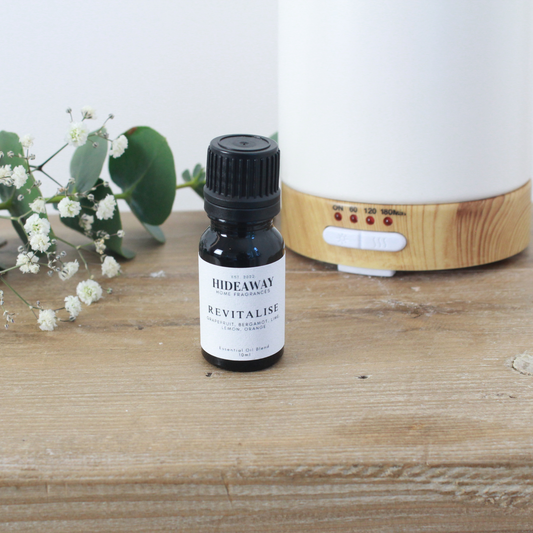 Revitalise Essential Oil Blend 10ml to energise your senses and boost your mood - Hideaway Home Fragrances