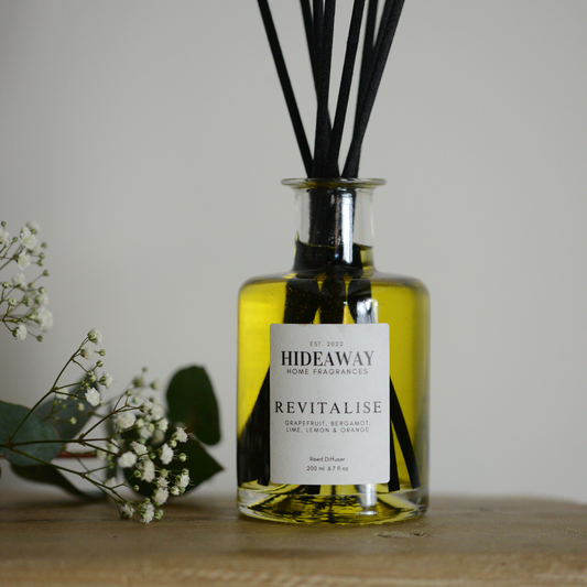 Revitalise Reed Diffuser to energise your senses and uplift your mood - Hideaway Home Fragrances