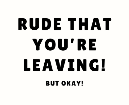 Funny personalized office leaving gift set with a witty "rude that you're leaving" new job congratulations candle and reed diffuser, elegantly boxed by Hideaway Home Fragrances.