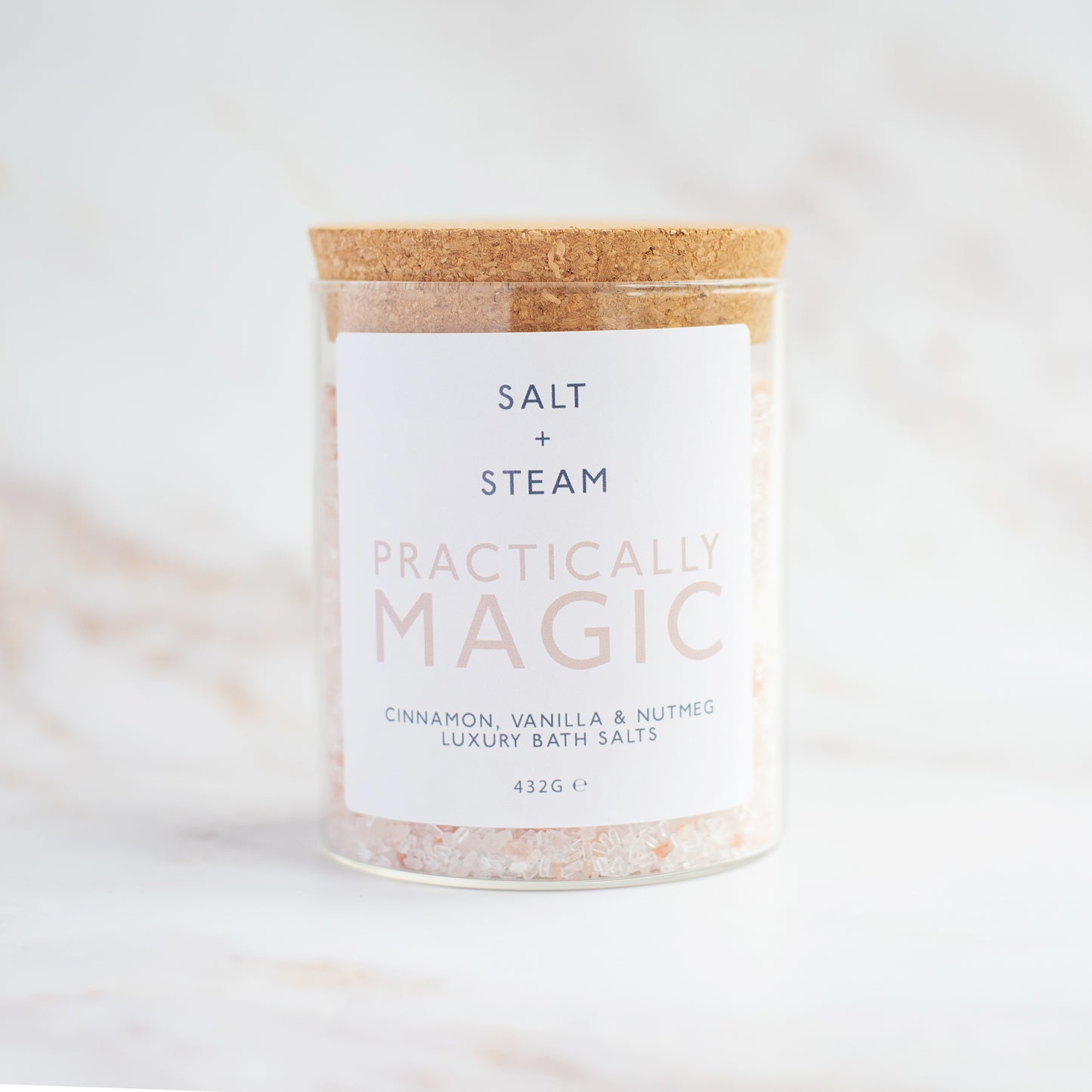 Practically Magic Bath Salts with cinnamon, vanilla, and nutmeg for a cosy escape - Hideaway Home Fragrances