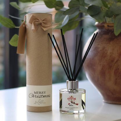 Personalised santa sleigh christmas candle and reed diffuser keepsake gift set ready to give - Hideaway Home Fragrances