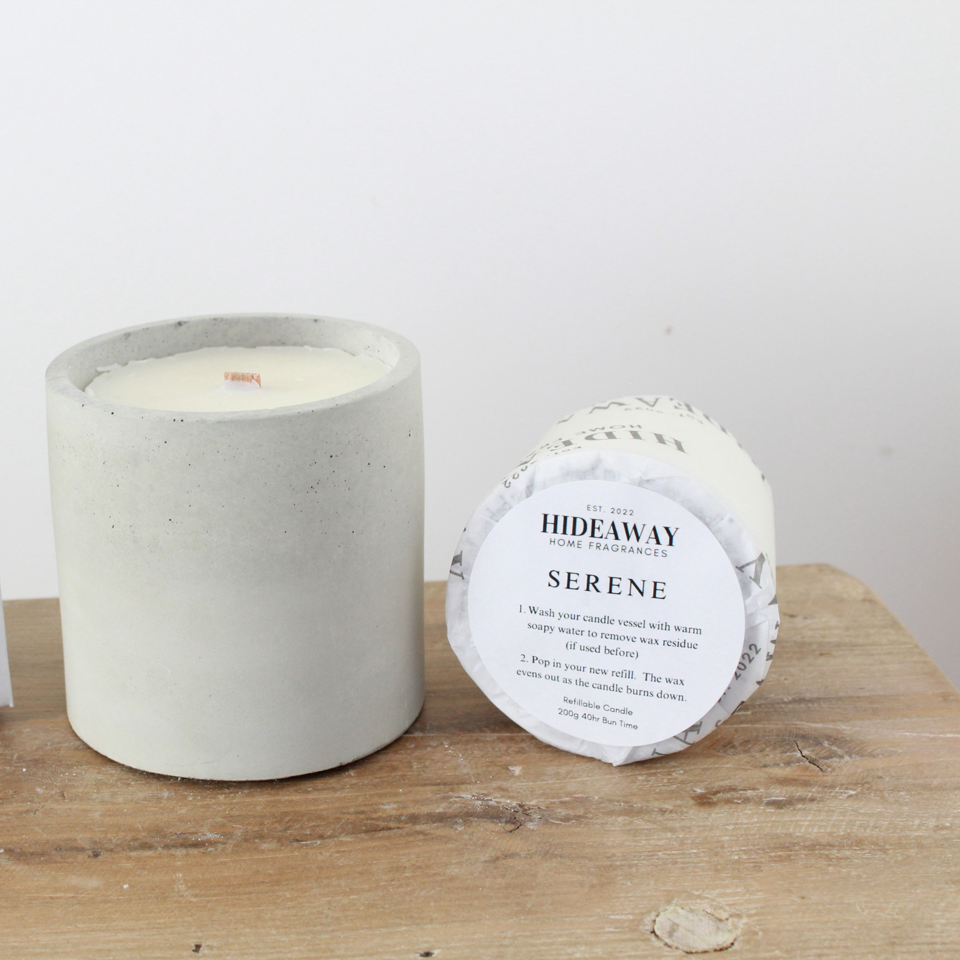 Refill for Serene Candle to promote tranquility and mental well-being - Hideaway Home Fragrances