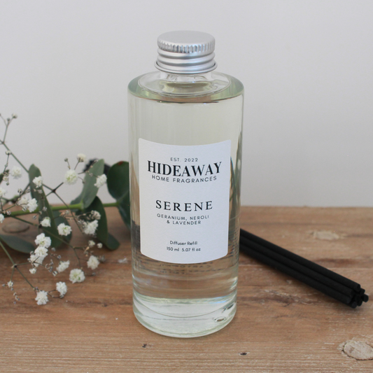 Serene Reed Diffuser Refill to find calm, relaxation, and balance - Hideaway Home Fragrances