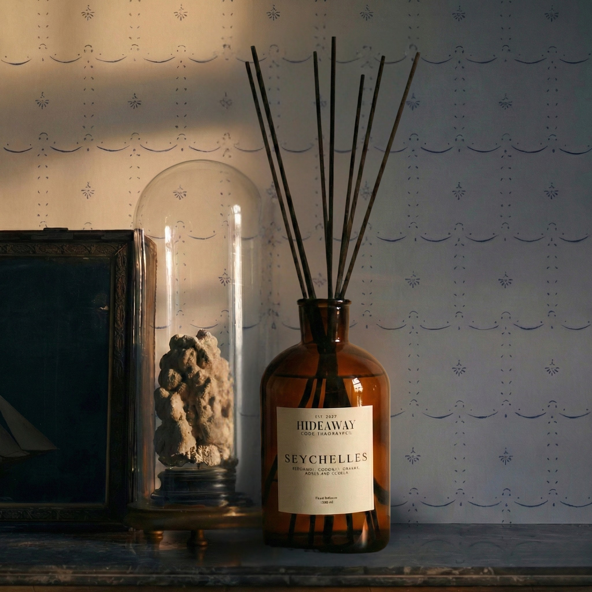 Luxury Seychelles 1000ml reed diffuser for large spaces, tropical coconut and bergamot home fragrance