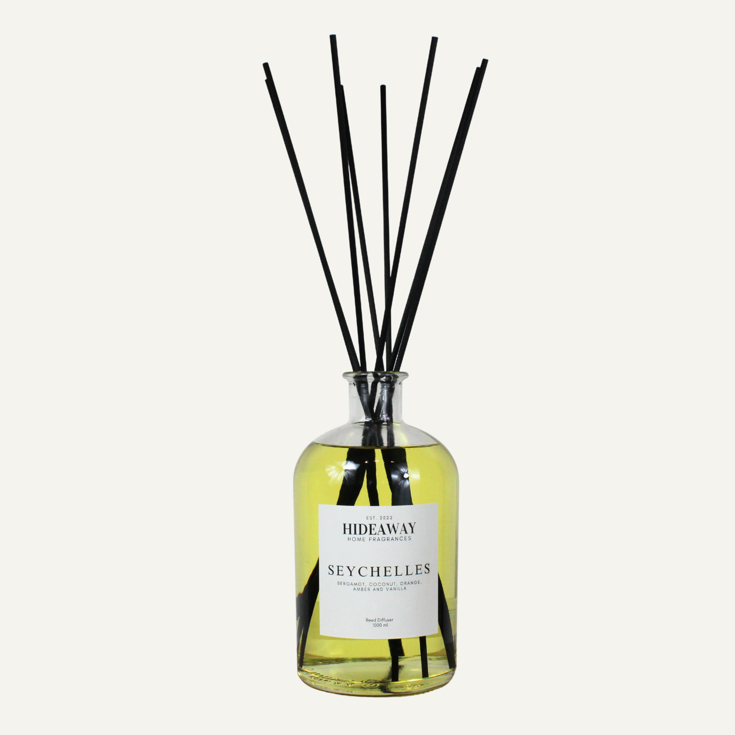 Grand scale Seychelles reed diffuser 1000ml, calming tropical aroma for spa and relaxing living spaces
