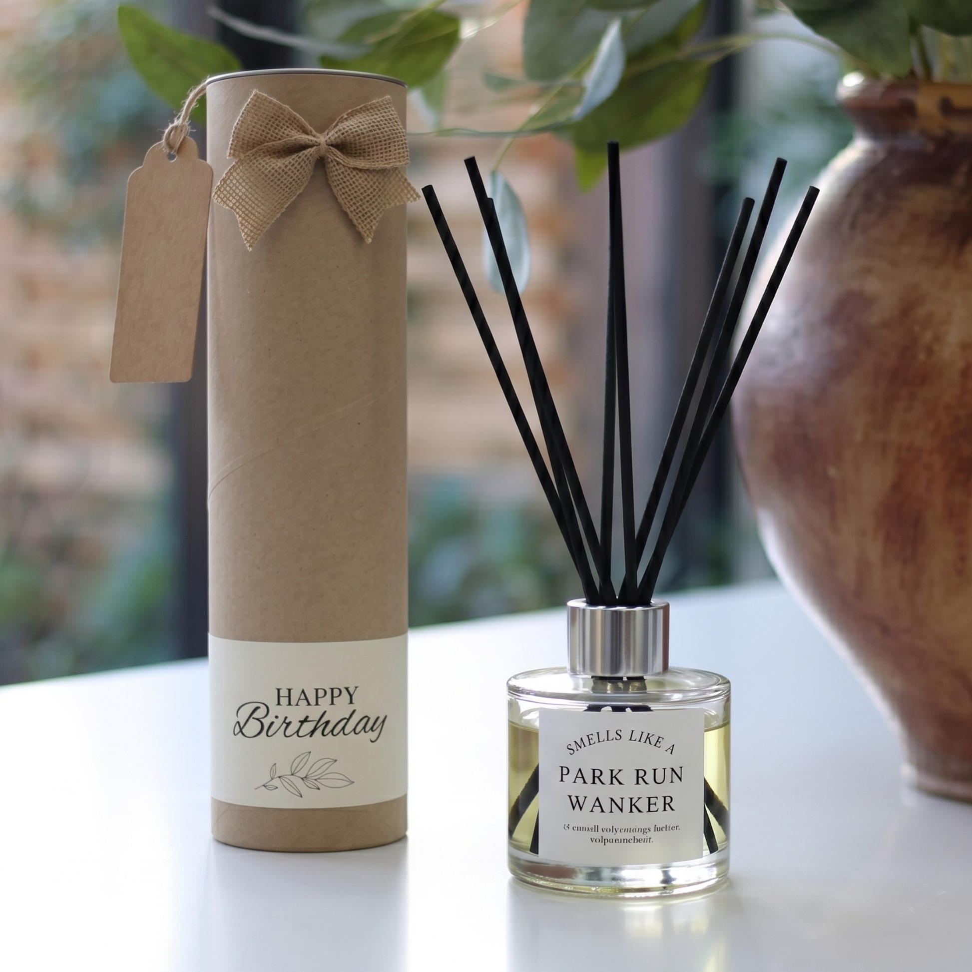 Funny runner birthday candle and reed diffuser keepsake gift set ready to give - Hideaway Home Fragrances