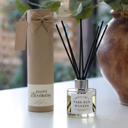 Funny runner birthday candle and reed diffuser keepsake gift set ready to give - Hideaway Home Fragrances