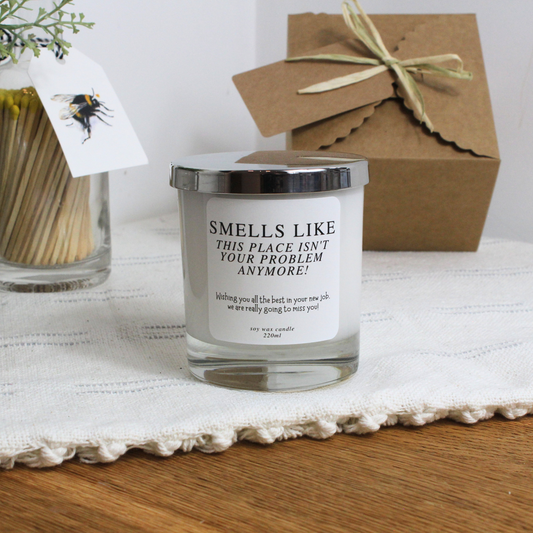 Smells Like Freedom Personalised Candle – Funny Leaving Work Gift by Hideaway Home Fragrances