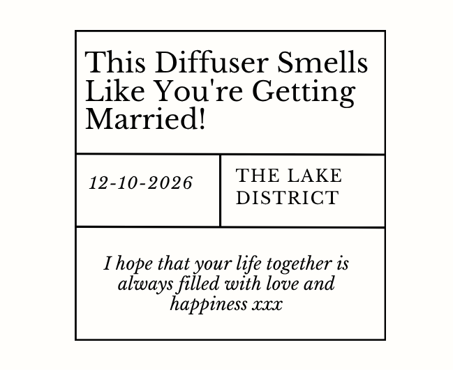 Modern personalised engagement gift hamper for the happy couple with a luxury fragrance candle and room diffuser – Hideaway Home Fragrances