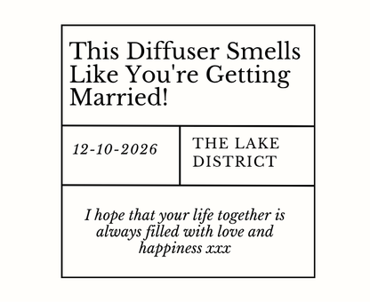 Modern personalised engagement gift hamper for the happy couple with a luxury fragrance candle and room diffuser – Hideaway Home Fragrances