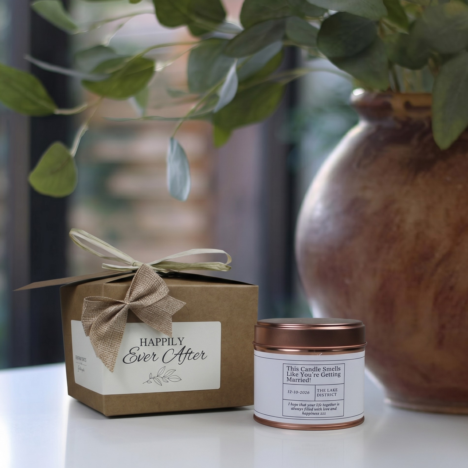 Ready-to-gift humorous bride-to-be keepsake box containing a custom handmade soy candle and premium home diffuser – Hideaway Home Fragrances