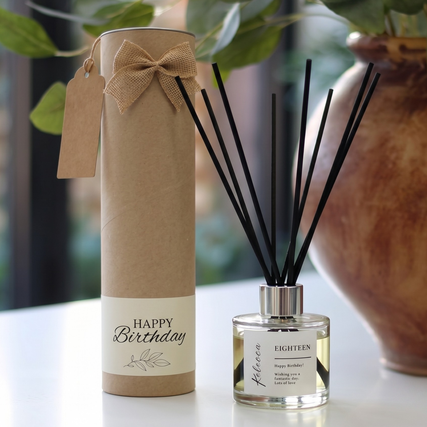 Personalised milestone birthday candle and reed diffuser keepsake gift set ready to give - Hideaway Home Fragrances