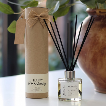 Personalised milestone birthday candle and reed diffuser keepsake gift set ready to give - Hideaway Home Fragrances