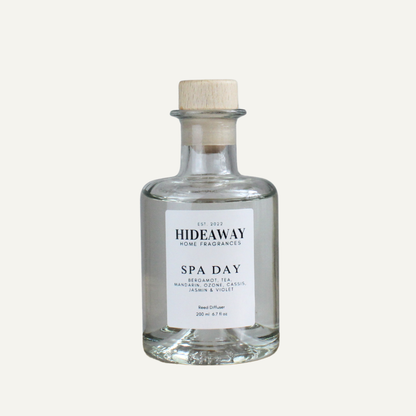 Luxury Spa Day Diffuser – Fresh Herbal Calming Aroma with Thyme, Rose, and Amber | Hideaway Home Fragrances