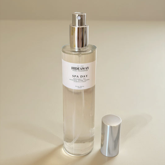 Spa Day Room Spray with sea salt, eucalyptus, and floral notes - Hideaway Home Fragrances