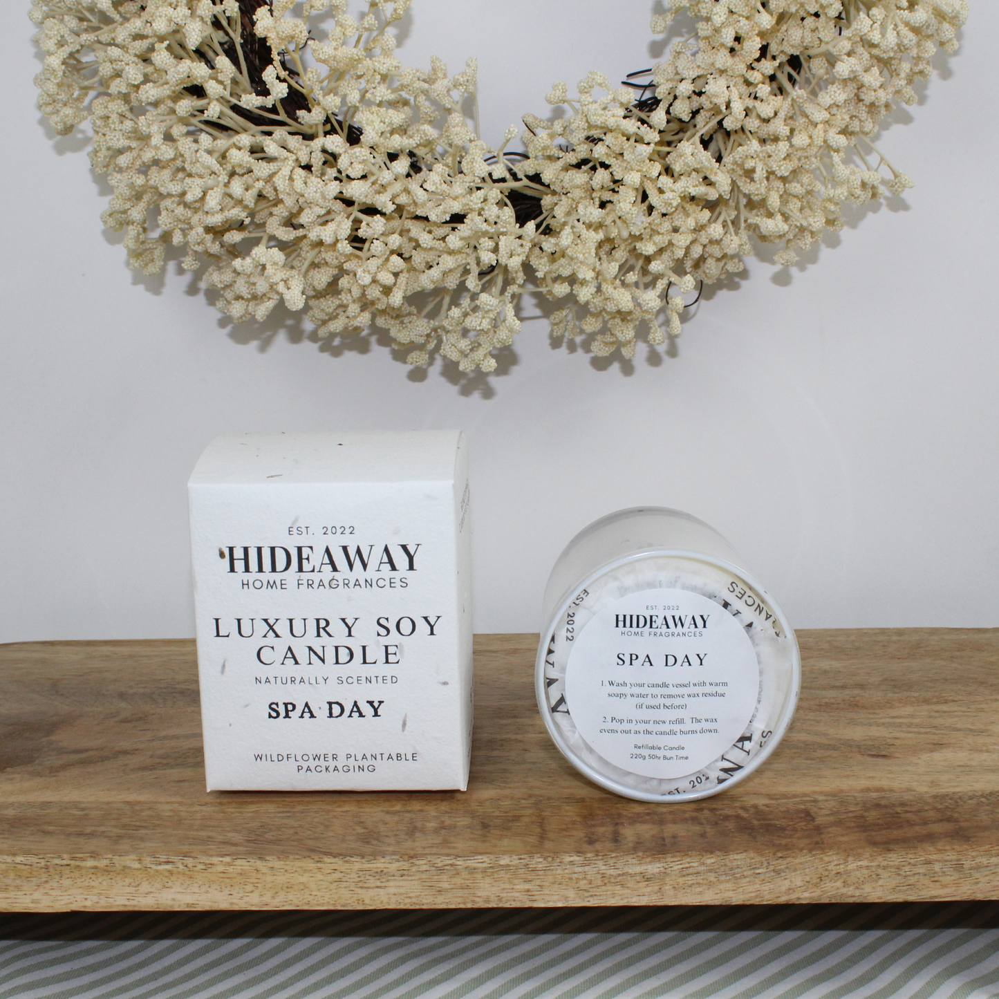 Luxury Spa Day soy wax candle inspired by sea air and spa-like rejuvenation – Hideaway Home Fragrances
