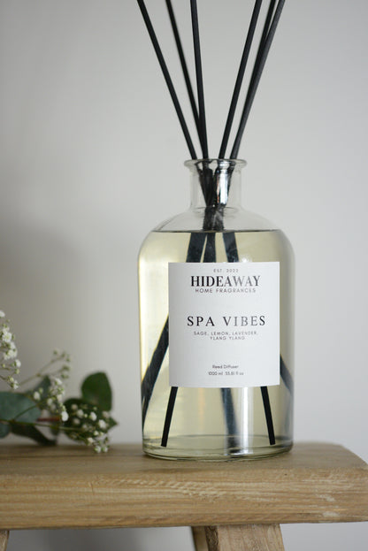 Large Spa Vibes Reed Diffuser for a refreshing and soothing ambiance - Hideaway Home Fragrances