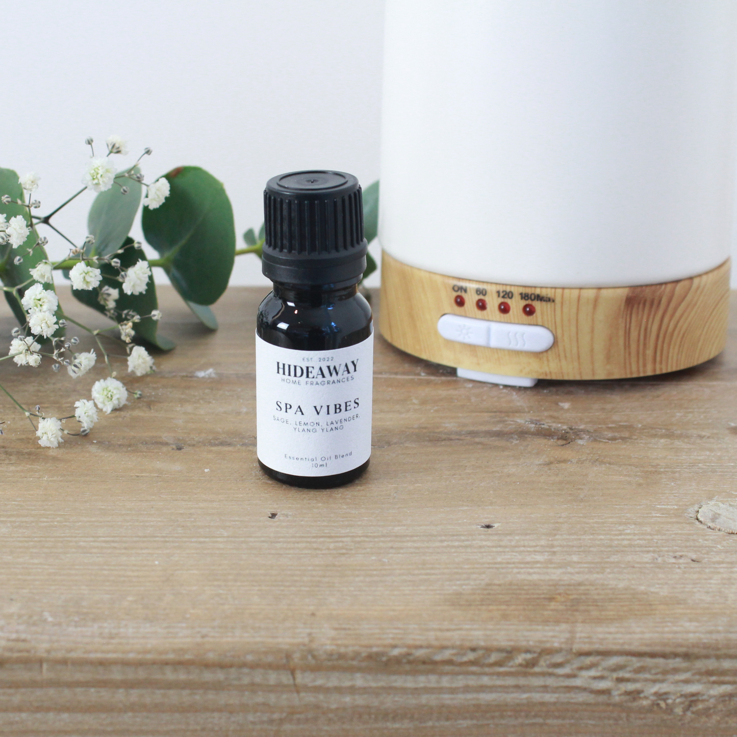 Spa Vibes Essential Oil Blend 10ml to energise and calm your space - Hideaway Home Fragrances