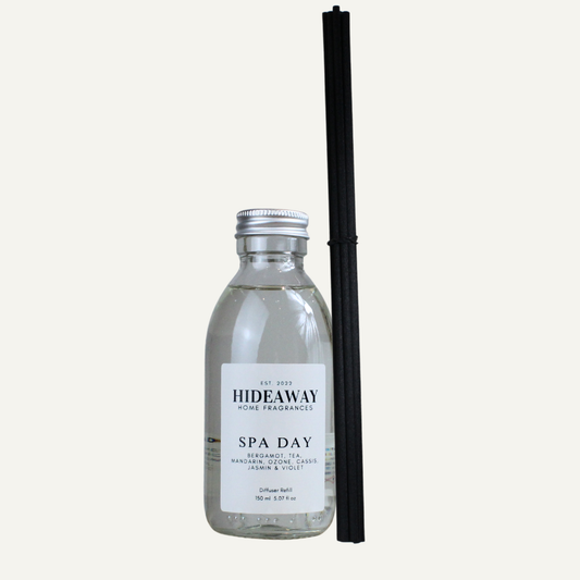 Spa Day Reed Diffuser Refill – Fresh Herbal Calming Home Fragrance with Pine, Eucalyptus, and Sea Salt | Hideaway Home Fragrances